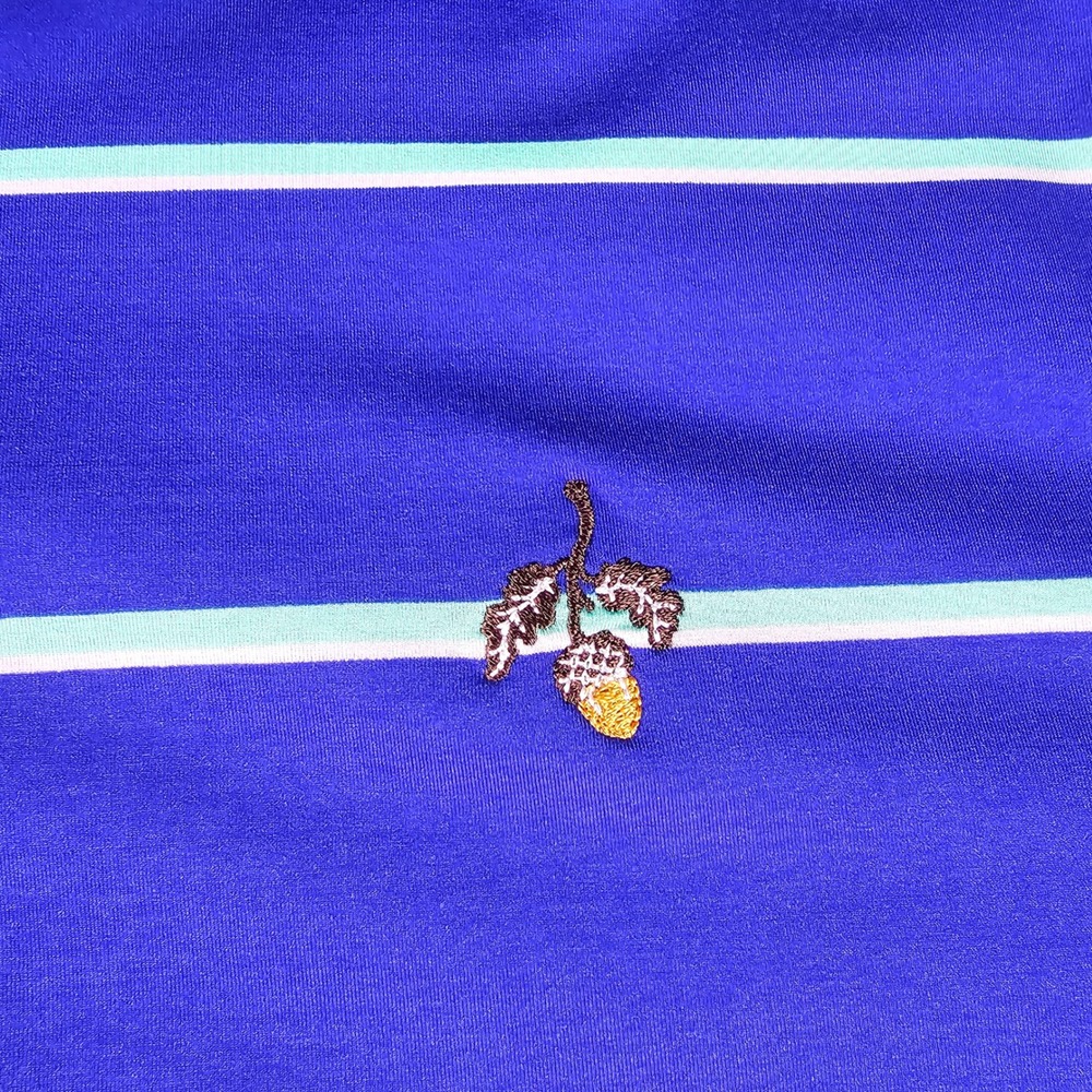 Draddy Sport Mens XL Polo Shirt Striped Blue‎ Golf USA Made Acorn Logo - Picture 2 of 9